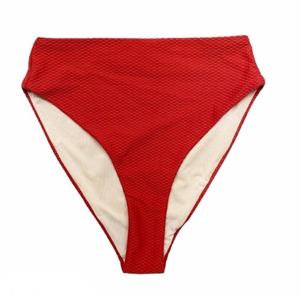 Chelsea Red Textured High Waist Bikini Bottoms SZ XS NWOT